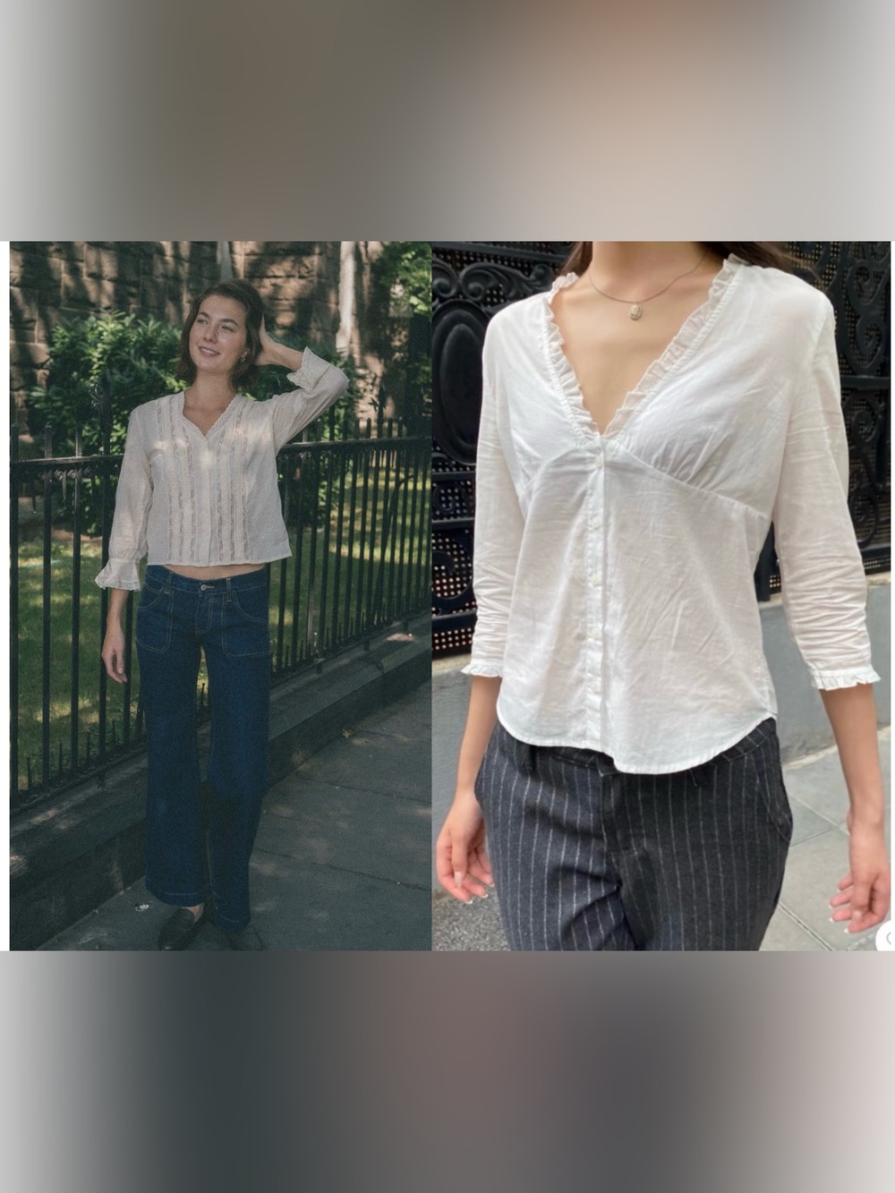 Bundle of 2 Brandy Melville blouses lightweight  Cream & White Button Front tops